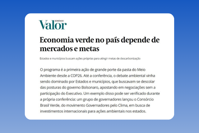 Economia verde no país depende de mercados e metas_CBC_Valor Econômico